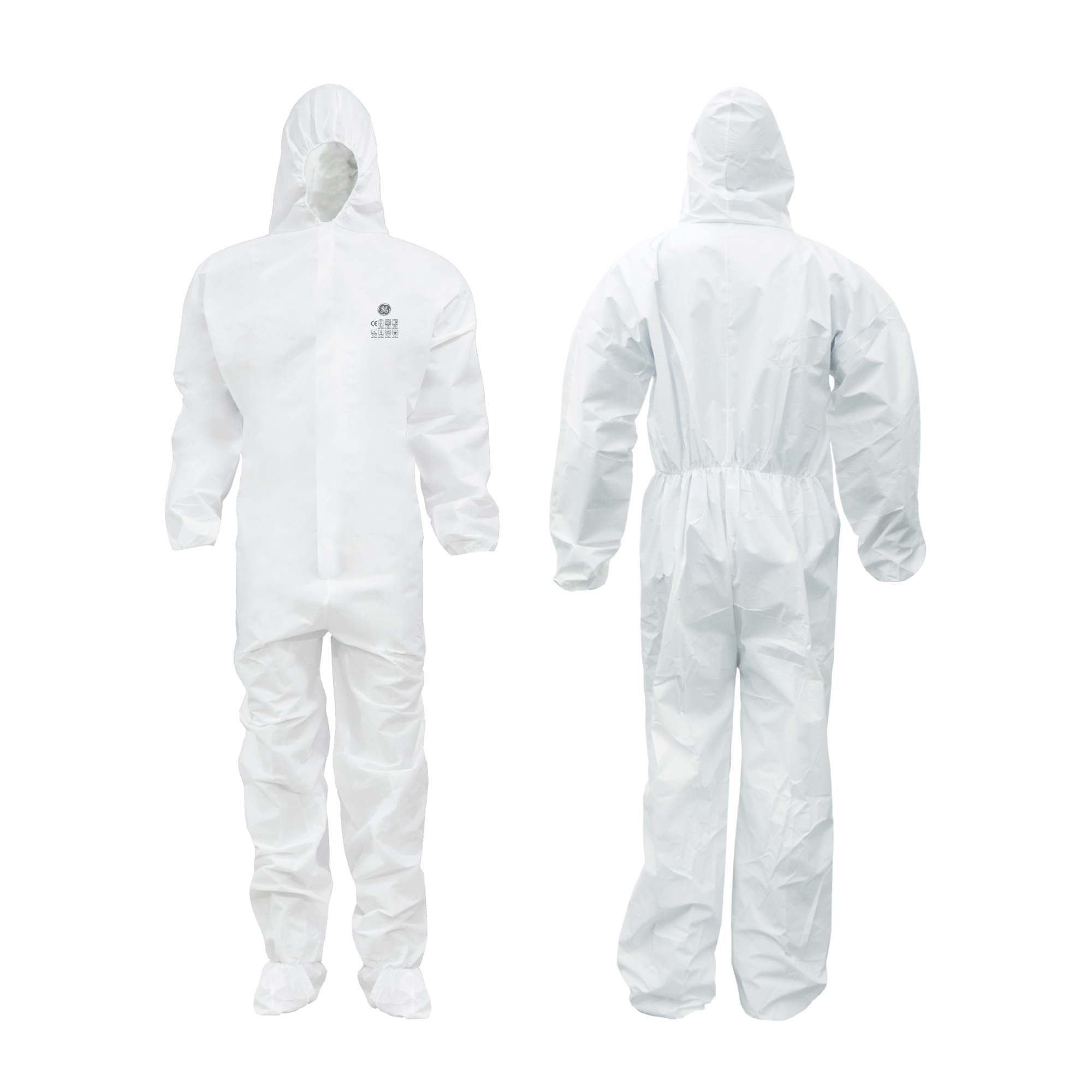 General Electric White BiLaminate Coverall W/Elastic Hood&Boots 3XL